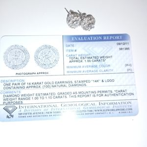 Diamond stub white gold clarity(I1) color (HI), 1 carats